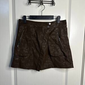 21 Saints Brown Faux Suede Mini Wrap Skirt Size Medium